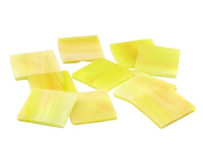 Mimosa Yellow Pearl Opal Squares | Fusible 96 | Cut Mosaic Glass Tile Shapes 