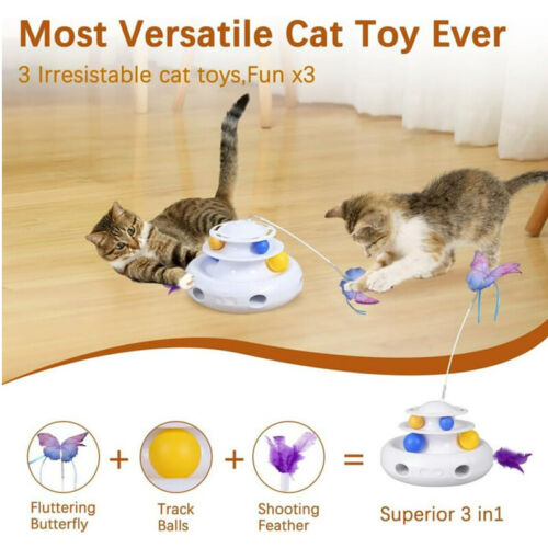 Teaser Elettrico 3 in1 Automatico Pet Cat Farfalla Rotante Interattiva Giocattolo Divertente - Foto 3 di 9