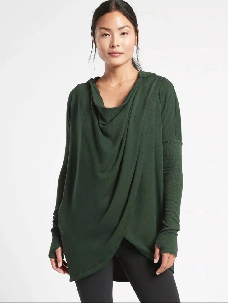 Athleta Purana Wrap Sweatshirt in Seaweed Snack SIZE XS