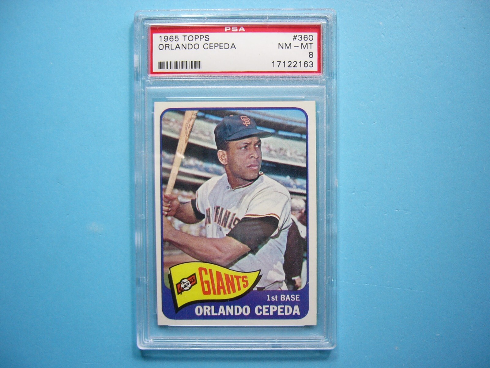 1965 TOPPS MLB BASEBALL CARD #360 ORLANDO CEPEDA PSA 8 NM/MINT SHARP+ GL