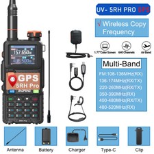 BAOFENG 5RH PRO GPS WALKIE TALKIE MULTI BAND RECHARGEABLE TWO WAY RADIO MIC KIT