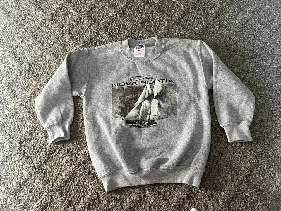 复古 20 世纪 90 年代新斯科舍省帆船加拿大东海岸儿童圆领青少年 S 码 — 第 2/4 张图片