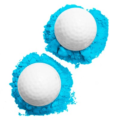 J&M Gender Reveal Golf Ball - 2 Pack - 100% All Natural Holi Powder