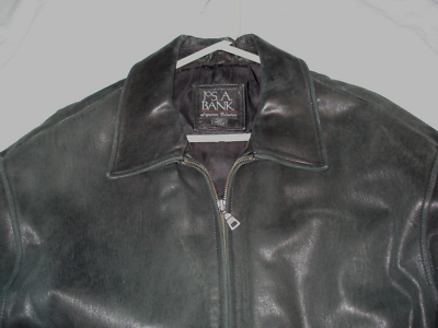 Men Jos A Bank BLACK SOFT LEATHER JACKET. XXL Reg. Signature