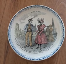 Assiette faience Creil et Montereau HBCM BAINS DE MER 7 POLYCHROME