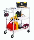 18"Dx34.5"Wx35.8"H, 3-Tier Wire Utility Cart with Shelf Liner, Chrome