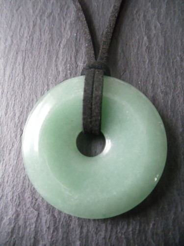 Aventurine Crystal Pendant Necklace Adjustable Cord Donut Heart Chakra Gift - Picture 4 of 12