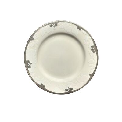 Nikko Platinum Ambrosia White Embossed Fruit & Leaf Design NOS 6.5  Bread Plate