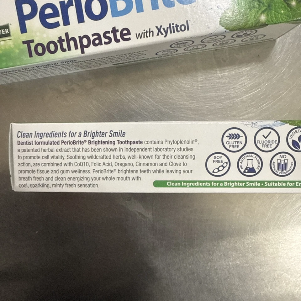 Periobrite Naturally Brightening Toothpaste Cool Mint 4 Oz Pack Of 3 Exp05/27 - Image 2 of 3