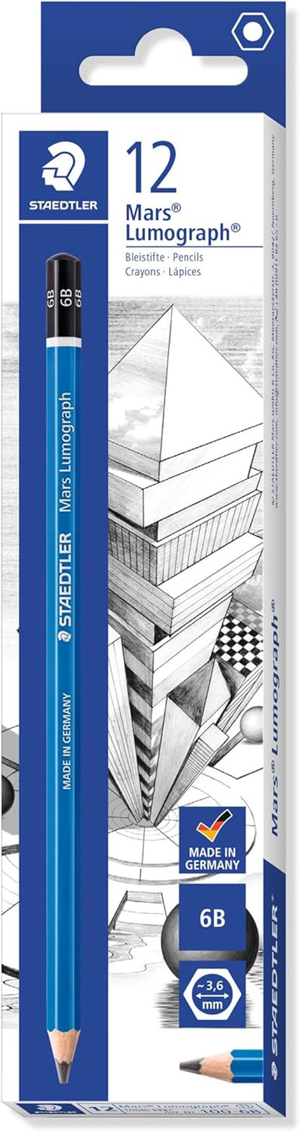 Staedtler Mars Lumograph 6B Graphite Art Drawing Pencil, Sof