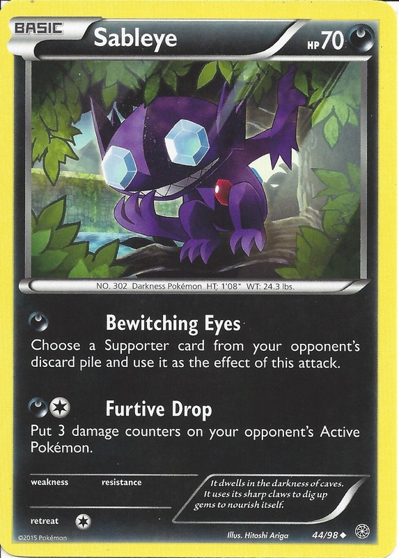 44/98 Sableye Uncommon Card: Pokemon Trading Card Game  XY-07 Ancient Origins