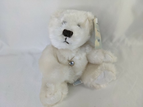 Applause Birthstone Bears Plüschtier April weiß 2002 8 Zoll Stofftier - Bild 1 von 8