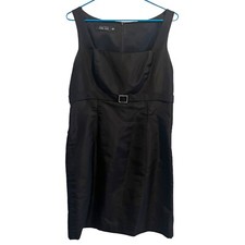 Teri Jon Rickie Freeman Silk Little Black Dress Cocktail 10 Old Money Minimalist