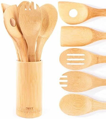 Neet Organic Wooden Bamboo Cooking Serving Utensils Kitchen