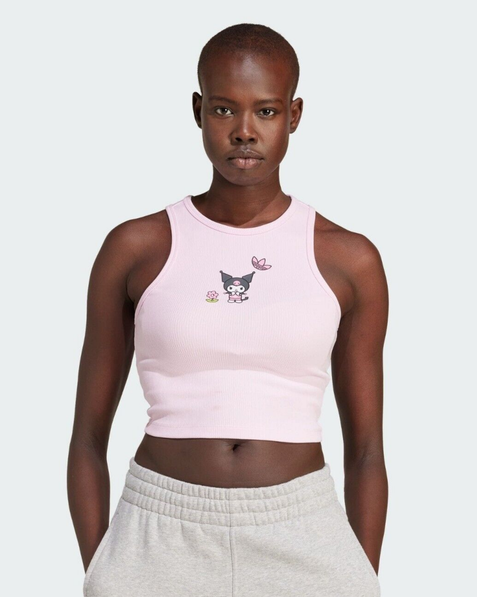 ☆adidas☆ Kuromi Crop Baby Tea Pink Adidas x Hello Kitty Kuromi Graphic Tank Top Pink Ladies NEW