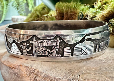 アクセサリー vintage Navajo silver bangle RARE NAVAJO TOM & SYLVIA KEE STERLING TRADITIONAL STORYTELLER