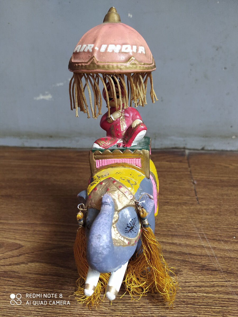 Rare old Air India Mascot Maharajah on elephant statue of Rare old Air India Mascot Maharajah on elephant statue of