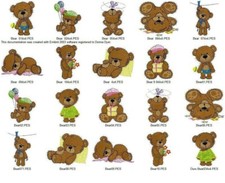 20 FUZZY BABY BEARS EMBROIDERY MACHINE DESIGNS COLLECTION PES JEF HUS USB
