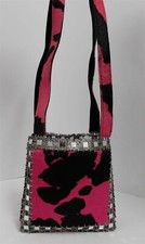 Clara Studio For Asymmetry Pink Black Calf Hair Ornate Shoulder Deco Bag 1994