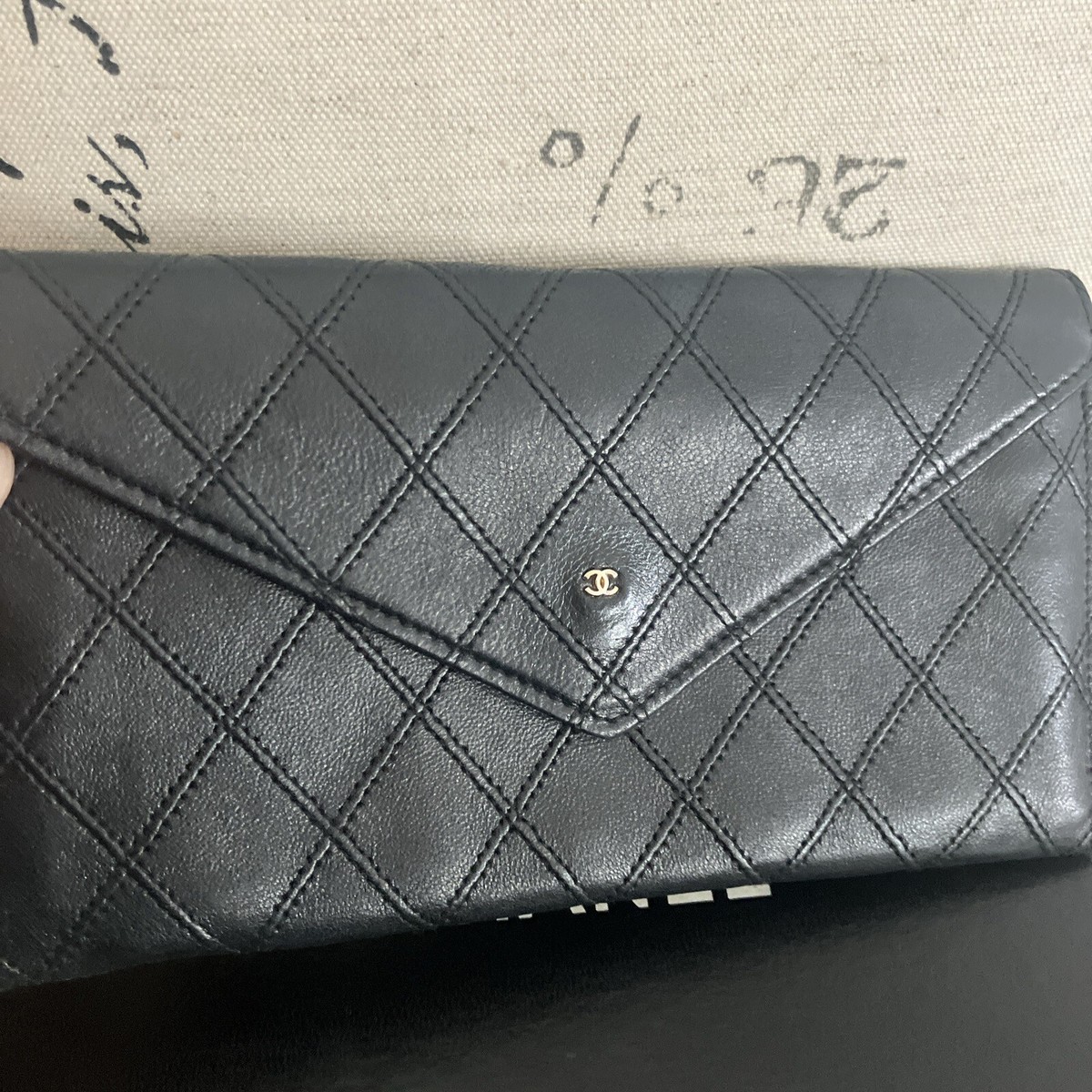vintage CHANEL 財布 Authentic CHANEL Vintage Diamond Stitch CC Envelope Long