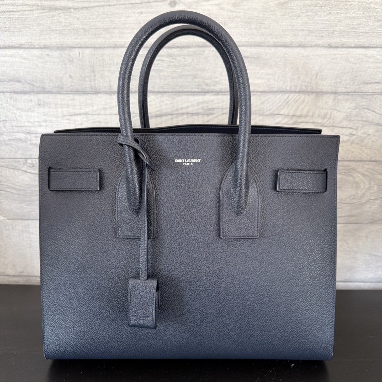 Saint Laurent Sac De Jour baby navy  grained leather silver colour hardwear