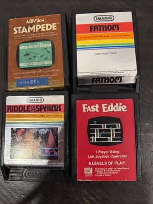 atari 2600 game lot untested Riddle Of The Sphinx,Fathom,Stampede,Fast Eddie 