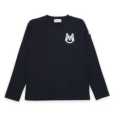 Moncler Kids Embroidered Logo Long Sleeve T-Shirt (Navy) 8D00004 83907 56272086