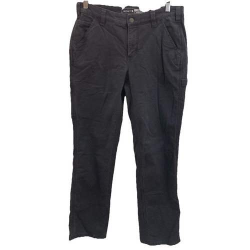 Carhartt Fleece Lined Rugged Flex Canvas Work Pants Womens 8 Reg Loose Fit Gray - Picture 1 of 14