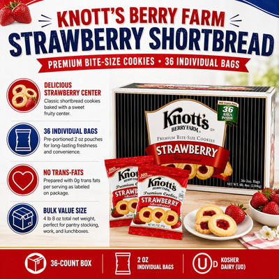 Knott's Bite Size Cookies, Strawberry Shortbread, 2 oz, 36-count