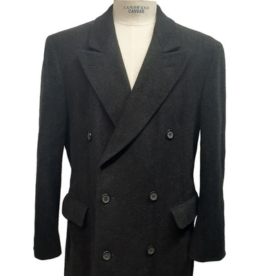 Christian Dior Overcoat Mens 44 Gray Monsieur Wool Double Breasted Coat