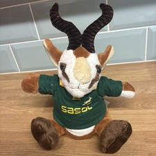 Sasol Springbok Dancing Plush SA Rugby Mascot Plays Sounds PromoGear Working VG