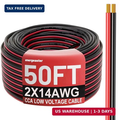 14 Gauge Wire, 14AWG Automotive Electrical Cord 50FT 2 Conductor Red Black 12V/2