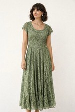 Vintage Dress Lace Drop Waist Beaded 20s Coquette Feminine Long Dairy Garden