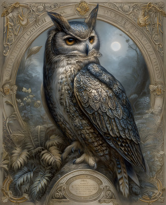 8x10 Owl Moonlit Frame Art Print - 932798498