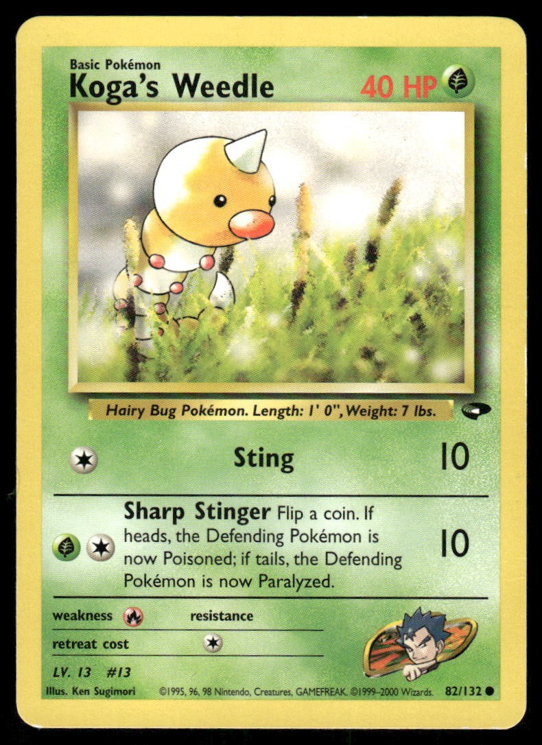 Pokemon Tcg Koga's Weedle #82 Pokemon Gym Challenge LP