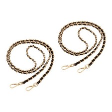 2Pcs 47" Purse Chain Strap with Buckles for Bags Black, Gold 