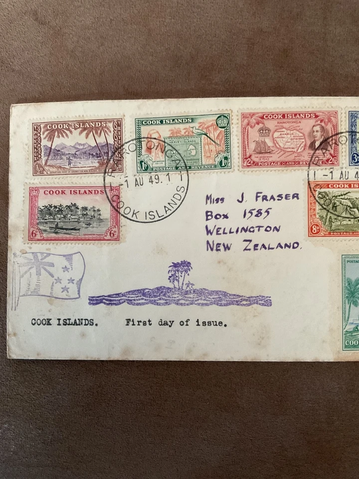 COOK ISLANDS 1949-61 PICTORIALS complete set SG 150-159 Sc 131-140 VF FDC COVER - Image 4 of 4