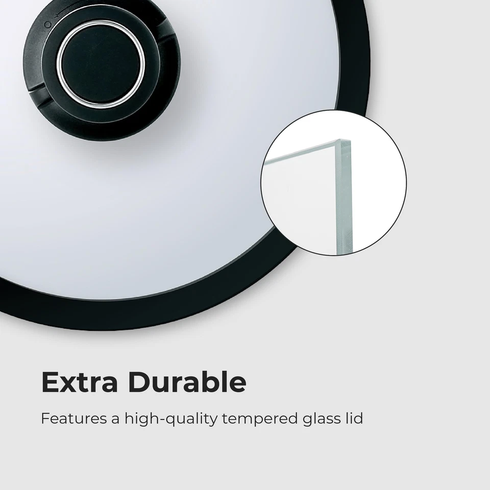 Tapa de vidrio templado Black Cube híbrida de acero inoxidable/antiadherente - 12,5 pulgadas Foto 2 de 4