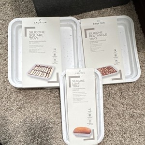 Crofton Silicone Loaf Pans White Rectangle Non-Stick Freezer Safe - 3pc set