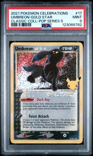 2021 POKEMON CELEBRATIONS CLASSIC COLL #17 UMBREON-GOLD STAR PSA 9