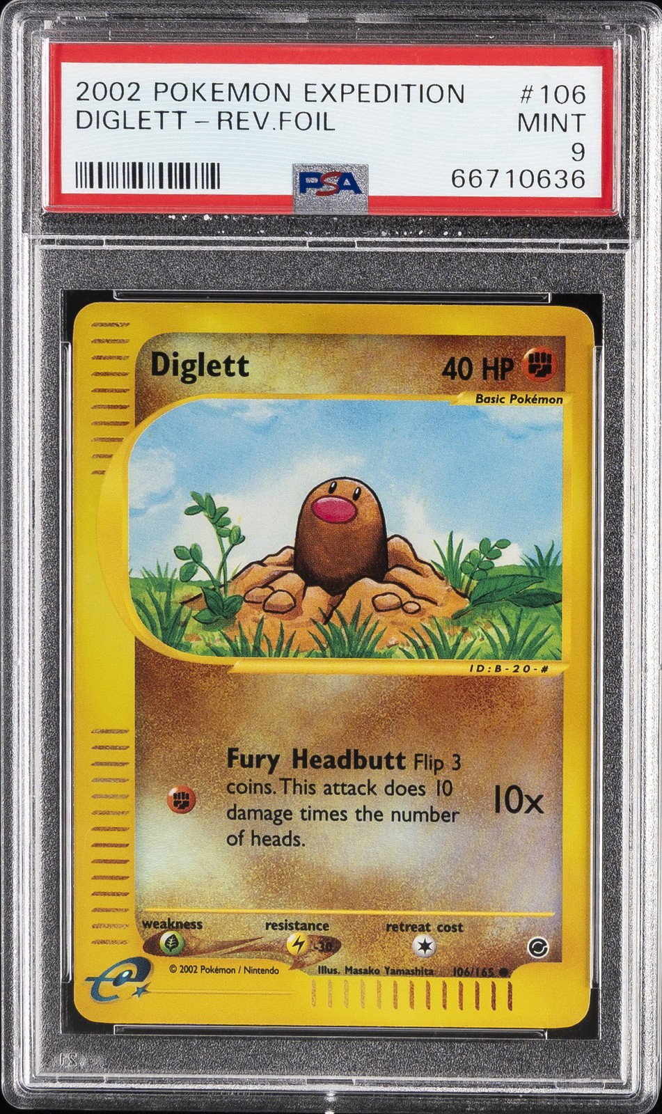 2002 POKEMON EXPEDITION #106 DIGLETT-REVERSE FOIL PSA 9