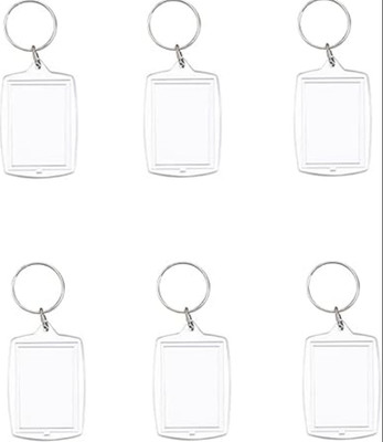 6pcs Double Sided Blank Picture Keychain Personalised Photo Key Fob Holder with