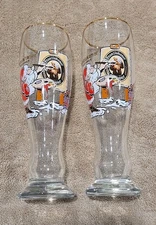 2 Germany Christmas Franziskaner Santa Weissbier Beer Glass 0.5 Liter weizen ale