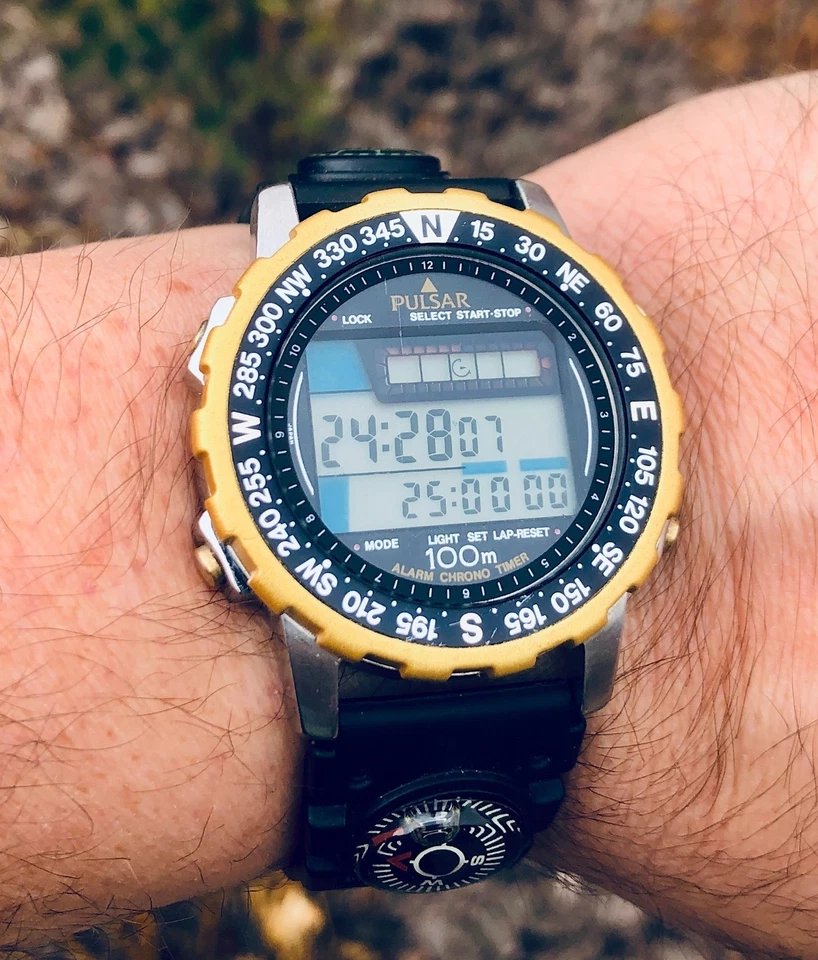 Raro reloj digital Pulsar (por Seiko) W359, c. 1990, todo funcionando Foto 2 de 4