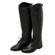 Women’s Tall Black Leather Riding Dress Boots Size 8 Regular by JT International