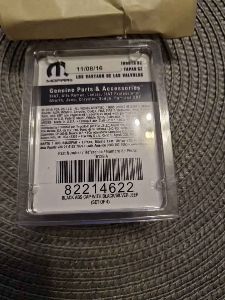 New Genuine OEM Set of Four Mopar Jeep Valve caps in Black K82214622 - Image 2 of 2