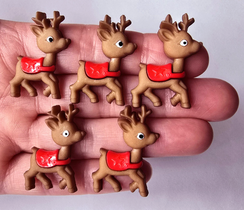 5 x Craft Buttons BABY REINDEER Rudolph Christmas Sewing Card Making ...