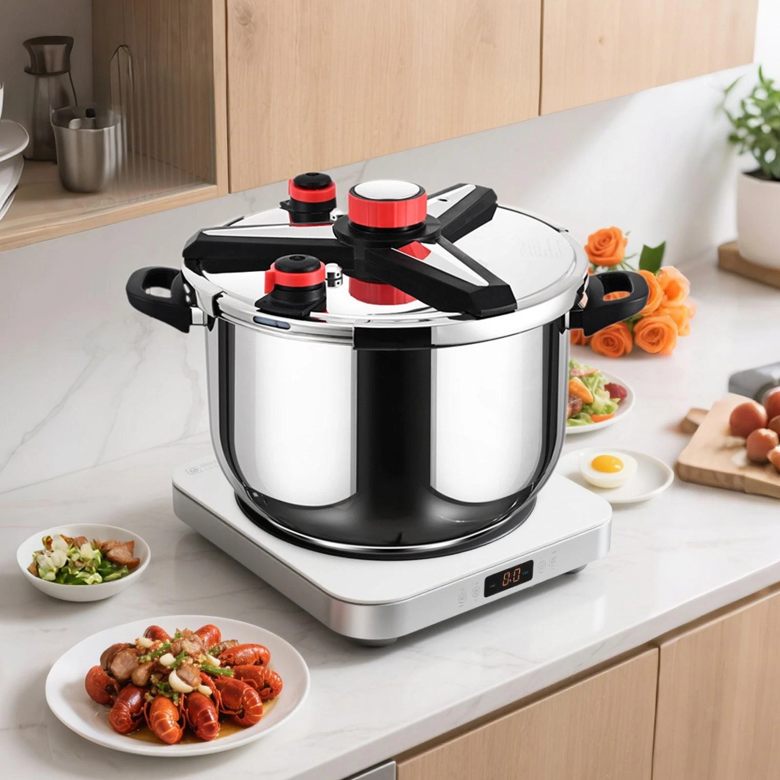 316 Stainless Steel Pressure Cooker Household Rice Cooking Pot Easy to Clean