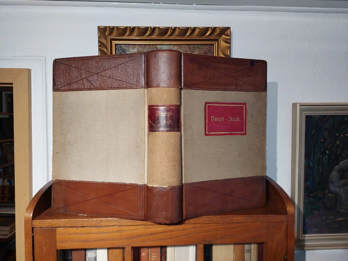 BANK GERINGSWALDE Prachtvolles GESCHÄFTSBUCH HAUPTBUCH 1905 LEDER HANDEINBAND