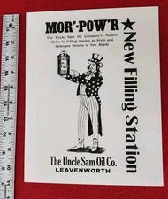 1910s Uncle Sam GAS STATION ADVERTISING GAS ADVERTISING Leavenworth Kansas 